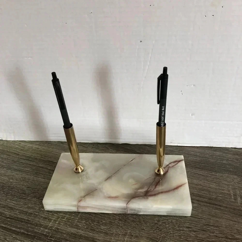 Vintage Onyx Double Pen Holder